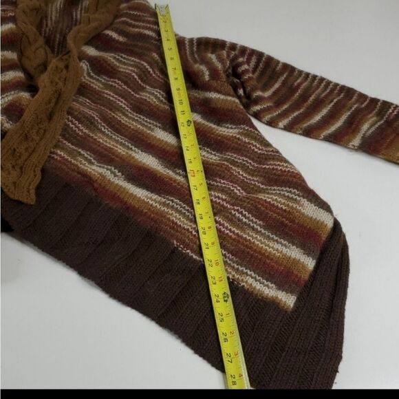 PERU PERUVIAN BEYOND THREADS OPEN TAN BROWN SUPER SOFT CARDI CARDIGAN SWEATER - Picture 3 of 7